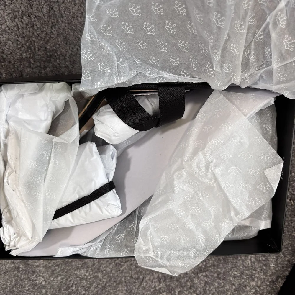 Nina Venus Women's 8 Black Satin Ankle Strap Heels / Heeled Shoes NIB - Picture 5 of 12